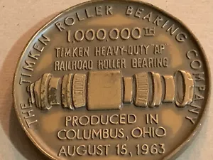 TIMKEN 1.000.000th EISENBAHN ROLLENLAGER PRODUZIERT 1963 GROSSE SELTENE MÜNZE OHIO - Bild 1 von 9