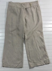 Michael Kors Linen Pants Wide Leg Trousers Beige Womens Size 8P Petites - Picture 1 of 17