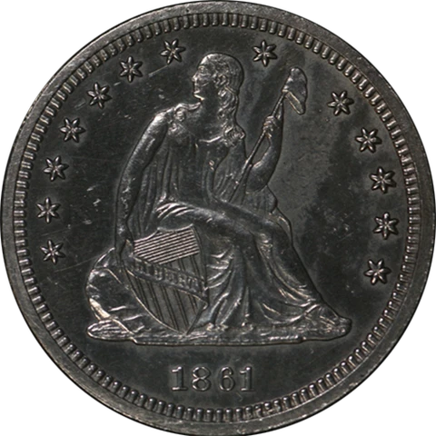 1861-P Seated Liberty Quarter Proof Nice Eye Appeal CIVIL WAR DATE Cover