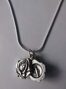 Medaglia Miracolosa MEDAGLIONE ROSA Italia Argento Sterling 925 Collana Catena QUALITÀ - Foto 1 di 8