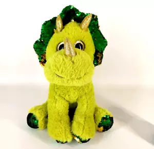 Walmart Plush Dino Dinosaur Triceratops Sequin Gold Eyes Stuffed Animal - Picture 1 of 10