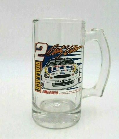 Nascar Penske Racing South Rusty Wallace #2 Taurus Glass Beer Mug with Handle Cover