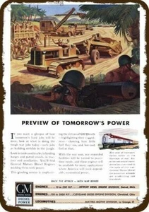 1943 SEABEES Machine Gun GM Diesel Engine Vnt-Look DECORATIVE REPLICA METAL SIGN - Picture 1 of 1