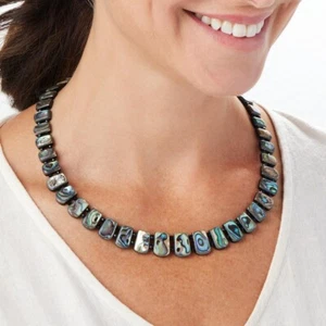 Jay King Black Chalcedony and Abalone Shell Reversible Necklace - Bild 1 von 6