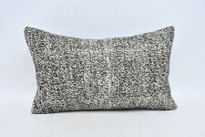Ethnical Kilim Rug Pillow, Pillow for Couch, 12"x20" Gray Cushion