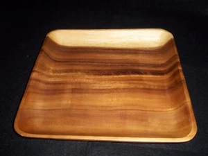 Vintage MCM Monkey Pod Square Wood Charcuterie Serving Tray Plate - Picture 1 of 5