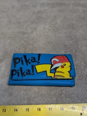 Blue & Yellow POKEMON PIKA PIKA Trifold Wallet Pikachu Wearing Red Hat  - Image 1 of 4