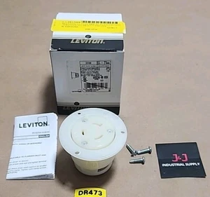 *NEW* Leviton 2336 White Flanged Electric Receptacle 2P 3W 20A 277Vac + Warranty - Picture 1 of 7