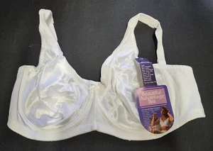 Reggiseno vintage SEARS bellissimo vantaggio taglia 38D raso bianco figura intera spandex - Foto 1 di 3