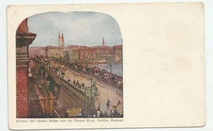 Historic Old London Bridge over the Thames River England Postcard Antique Unused - Bild 1 von 2
