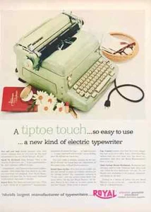 1954 Royal Electric Typewriter PRINT AD A TipToe Touch Sea Foam Pastel Green - Picture 1 of 1