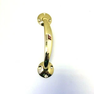QTY 5 x Solid Polished Brassed Bow Door Pull Handles - 6" 152mm - Picture 1 of 1