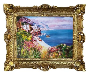 Beautiful Painting 56x46cm By. Rajco - Blumenparadies At Sea Antique Repro Loo - Picture 1 of 3