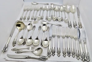 WALLACE STERLING SILVER FLATWARE GRANDE BAROQUE 42 Pieces USE or SCRAP 1868 GR. - Picture 1 of 5