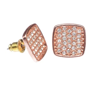 Hip Hop 12 mm Iced Out Round Square Push Back Ohrstecker 5 Farben TE 514 - Bild 1 von 15
