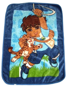 VTG Dora the Explorer Go Diego Leopard Plush Toddler Baby Throw Blanket - Picture 1 of 2
