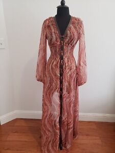 Arden B Size M Gorgeous Maxi Dress Long Sleeves Elastic Waist Front Slit