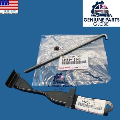 GENUINA TOYOTA 03-08 COROLLA MATRIX ABRAZADERA DE SUJECIÓN DE BATERÍA CON KIT DE PERNOS Y TUERCAS Foto 1 de 3