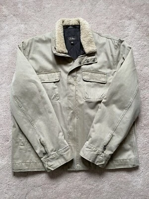 Chaqueta Cole Haan Retail $550 Beige Algodón Forro Extraíble Piel de Cordero Talla XL Foto 1 de 4