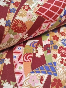 Kimono tradicional japonés tela de algodón rojo por 50 cm 63280-103 - Imagen 1 de 10