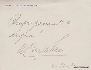 # "SENATO DELLA REPUBBLICA" - cartoncino A FIRMA Sen. CINGOLANI - Picture 1 of 1