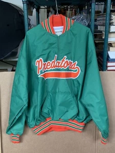 Vintage Nashville Predators Satin Bomber Jacket Delong Pullover 1/4 Zip Size 3XL - Picture 1 of 15