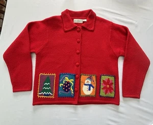 Vintage Bellepointe Women’s Button Up Christmas Sweater 100% Wool Size Large - Picture 1 of 9