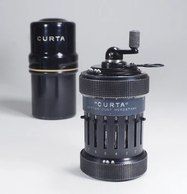 Curta Calculator 1949/1950 Type 1 all metal w/rare pin slider knobs, can manuals - Image 1 of 4