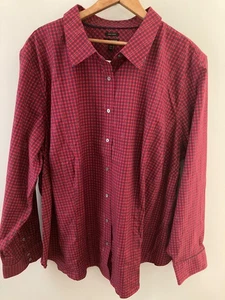 New Talbots Red Plaid Gold Button Down Shirt 2X 24W Top Holiday top - Picture 1 of 6