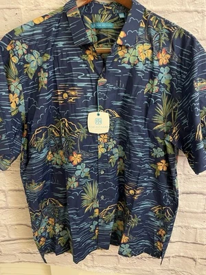 New NWT TORI RICHARD Cotton Lawn Hawaiian Blue Button-Up Floral Aloha Mens 2XL - Image 1 of 4