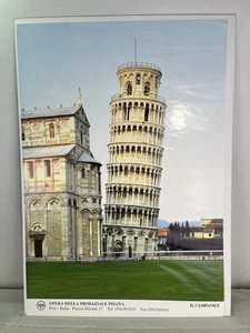 VTG Travel Poster Leaning Tower of Pisa Italy Piazza dei Miracoli Tartaria - Picture 1 of 8