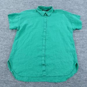Lauren Ralph Lauren Hemd Damen XL Grün 100% Leinen Kurzarm Knopfleiste - Bild 1 von 12