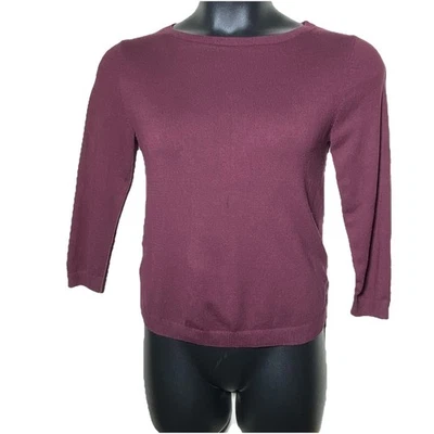 Suéter Pullover Ann Taylor Borgoña Talla Pequeña Algodón Seda Botón Espalda  Foto 1 de 4