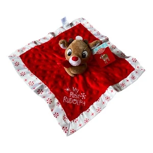 Rudolph The Red Nosed Reindeer Security Blanket Lovey Babys First Christmas Gift - Picture 1 of 2