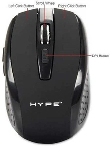 DGL Wireless Optical Mouse 2.4GHz USB Nano Receiver 800 DPI 6 Buttons Ergonomic - Picture 1 of 7