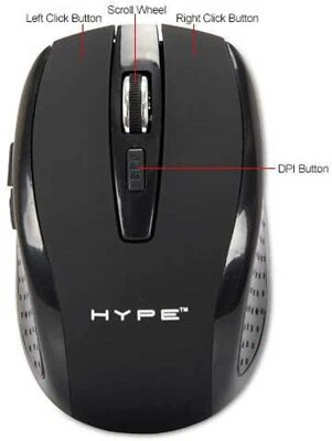 DGL Wireless Optical Mouse 2.4GHz USB Nano Receiver 800 DPI 6 Buttons Ergonomic - Image 1 of 4