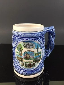 COLLECTIBLE HAND PAINTED PLYMOUTH-MASS AMERICAN HISTORY COFFEE MUG - Picture 1 of 4