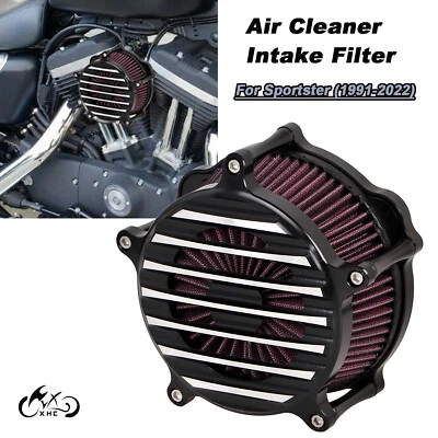 Kit de filtro de admisión rojo filtro de aire a rayas corte negro para Harley Sportster 883 1200 Foto 1 de 4