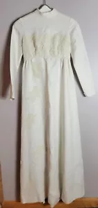 Vestido de novia vintage años 60 lino marfil encaje S M vestido pradera núcleo de cabaña - Imagen 1 de 12