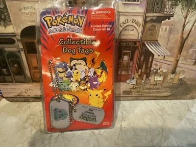 Etiquetas de perro coleccionables Pokémon 1999 nuevas selladas #01 Bulbasaur Foto 1 de 4