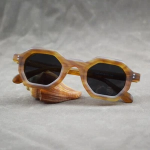 Vintage Square Sunglasses Women Men Solid Acetate Glasses Black Polarized Lenses - Picture 1 of 55