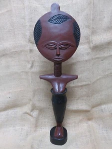 GHANA West African Carving SCULPTURE UNIQUE AKAN FEMALE TOTEM Ethnic Art BB - Picture 1 of 5