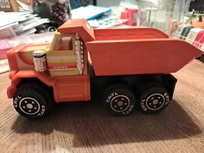 Ertl Dump Truck  1980s Vintage 7" Metal & Plastic Orange & Yellow Very Good - Image 1 of 4