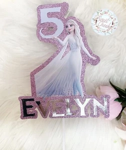Frozen inspirierte Elsa personalisierte Karte Kuchenaufleger. Name, Alter. Geburtstagsparty - Bild 1 von 2