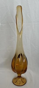 Vintage Viking Amber 15.25” Swung Stretch Vase Epic 6 Petal MCM Honey Excellent - Picture 1 of 11