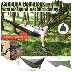 Camping Hammock / Rain Fly Tarp Waterproof With Mosquito Net Double Tent Cover - Picture 1 of 9