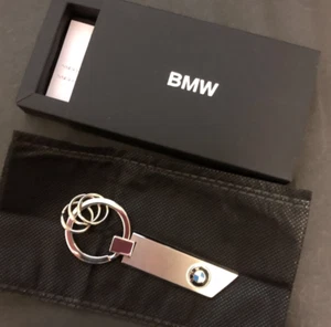 BMW Original Novelty Silver stainless Logo 3-station Key Ring holder wz/Box Rare - Picture 1 of 4