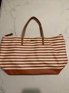 Rebecca Minkoff Anytime Striped Tote Orange/Cream Striped Bag NWT - Picture 1 of 12