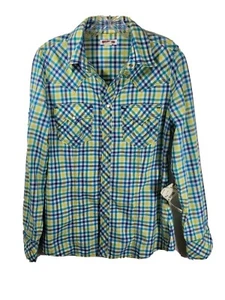 NWT True Religion Women's Size Medium western shirt Plaid pearl Snap Button - Picture 1 of 8
