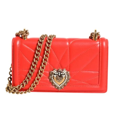 DOLCE & GABBANA Bag Red Leather Quilted Devotion Crossbody Phone Cover 1250usd - Image 1 of 4